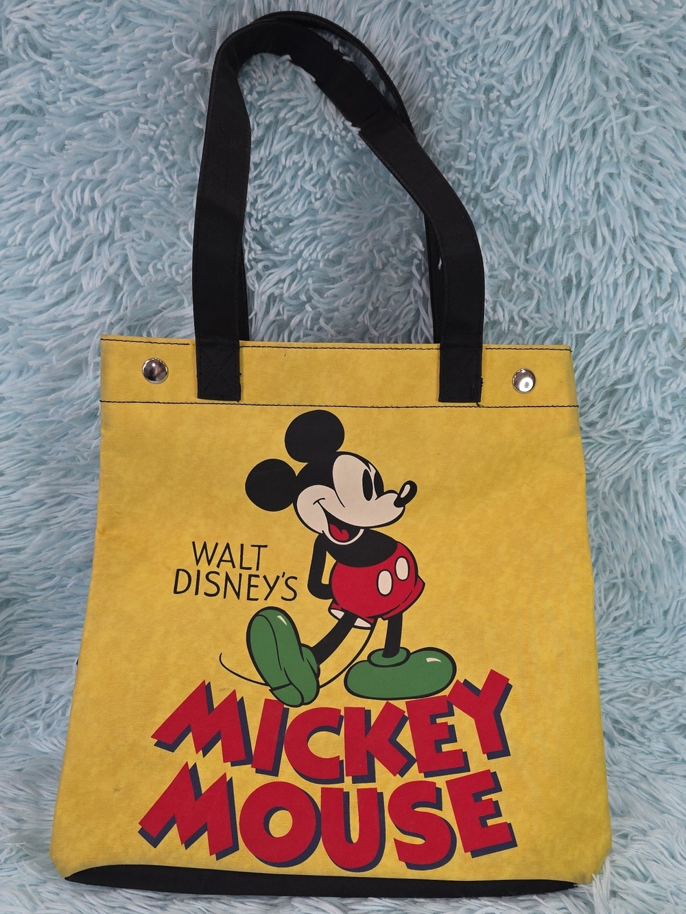 VTG Disney Mickey Mouse Yellow Canvas Tote Bag Shoulder Purse